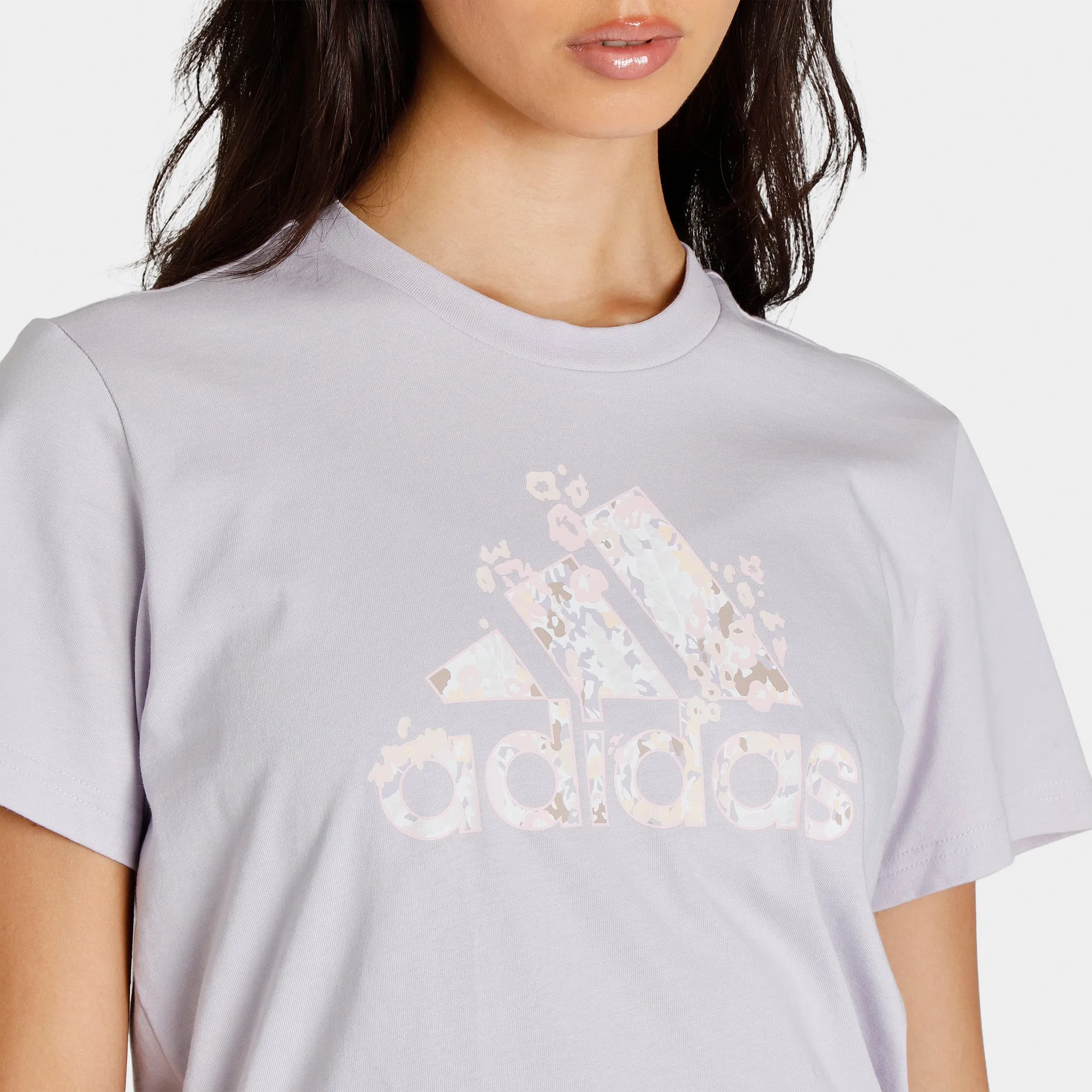 adidas Women's Floral Badge of Sport Graphic T-shirt / Silver Dawn
