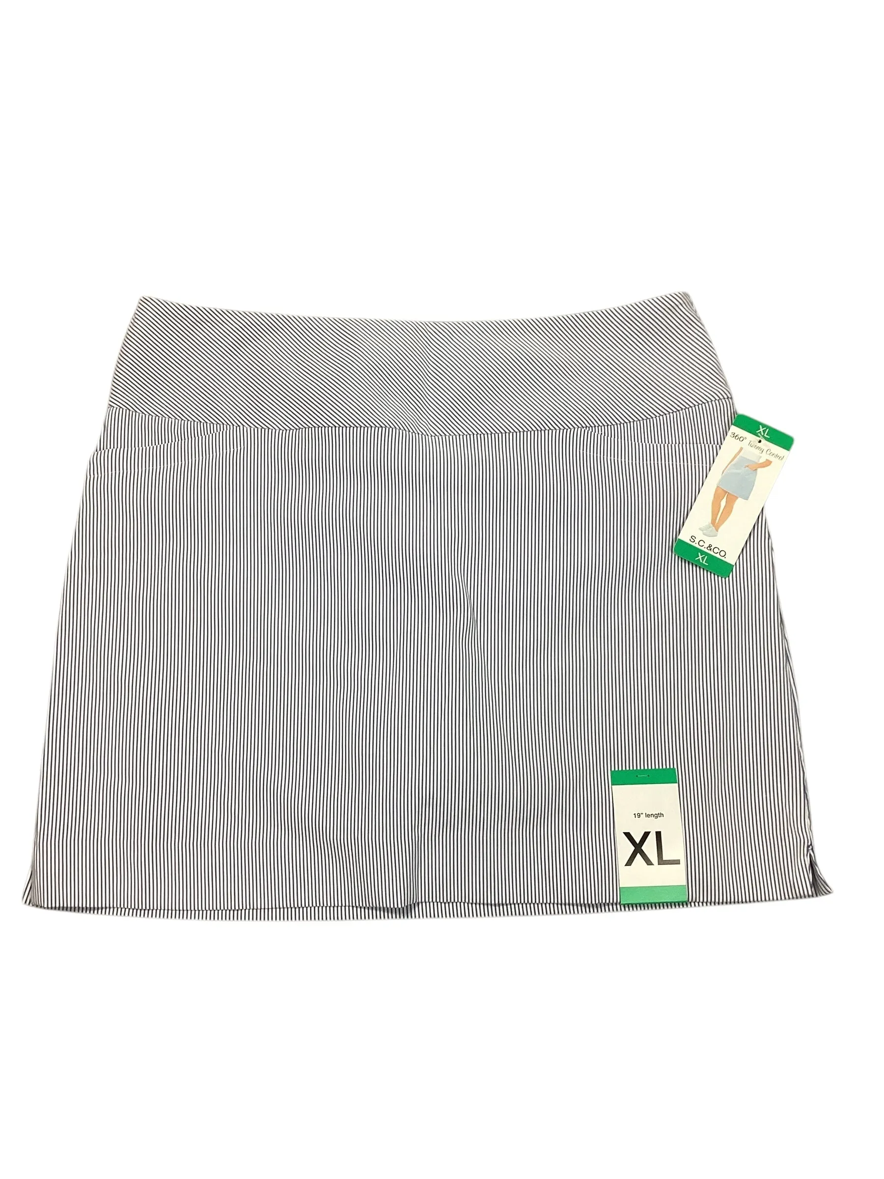 Athletic Skort By Sc & Co In Striped Pattern, Size:Xl