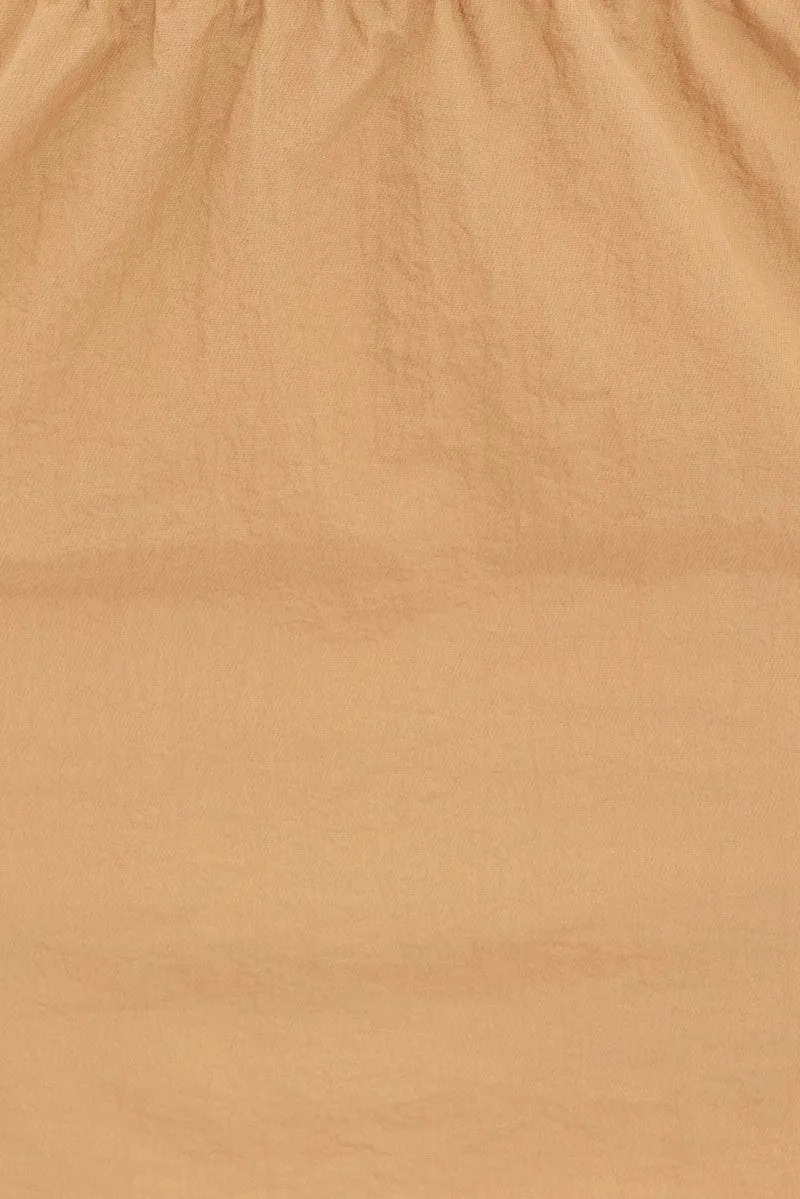 Beige Parachute Cargo Skirt Mid Rise Mini