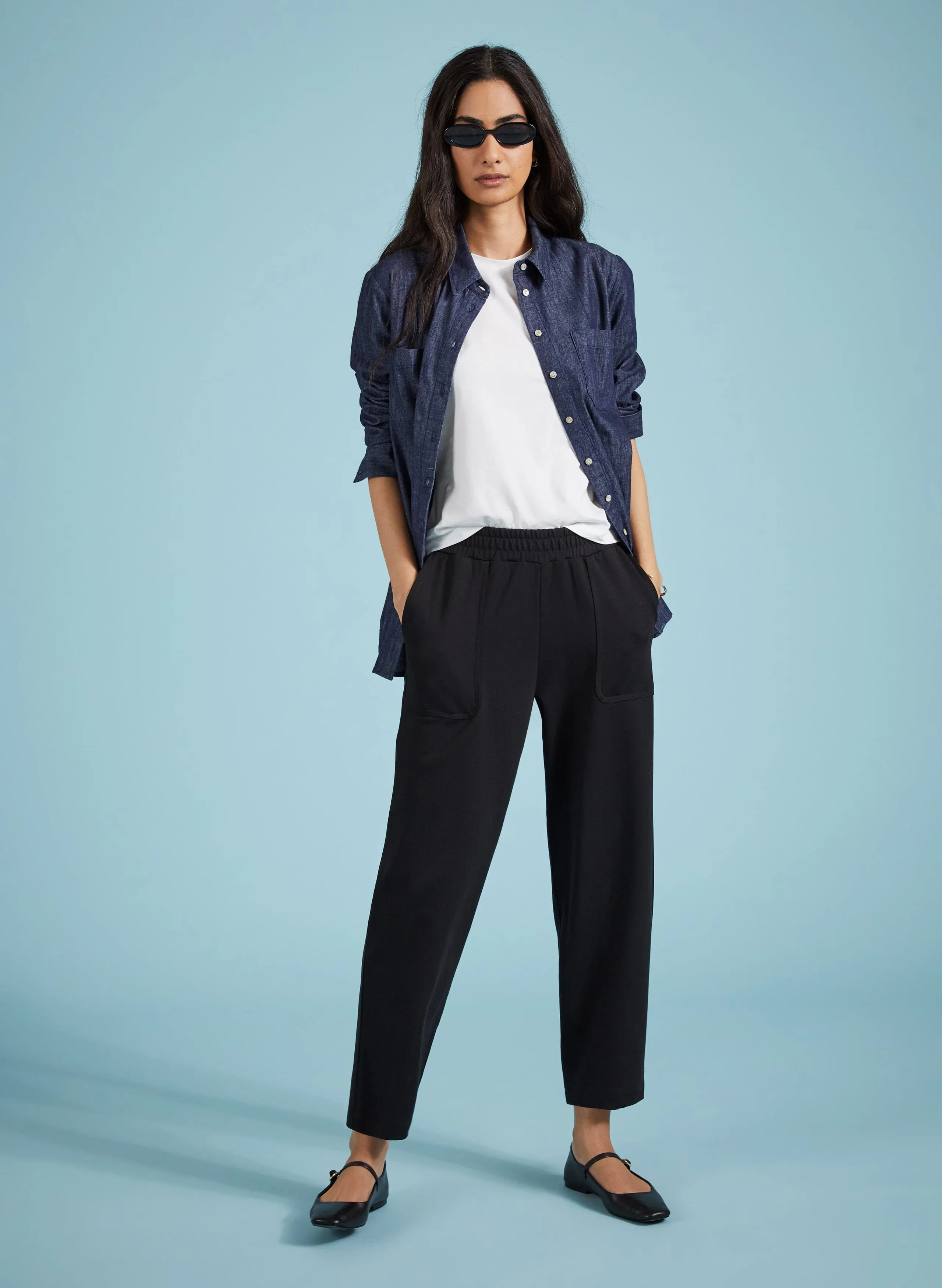 Billie Ponte LENZING™ ECOVERO™ Carrot Leg Trousers | Caviar Black