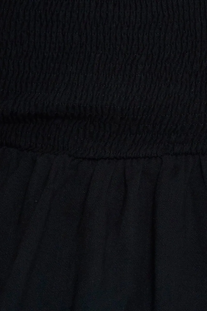 Black Peplum Top Sleeveless V-Neck
