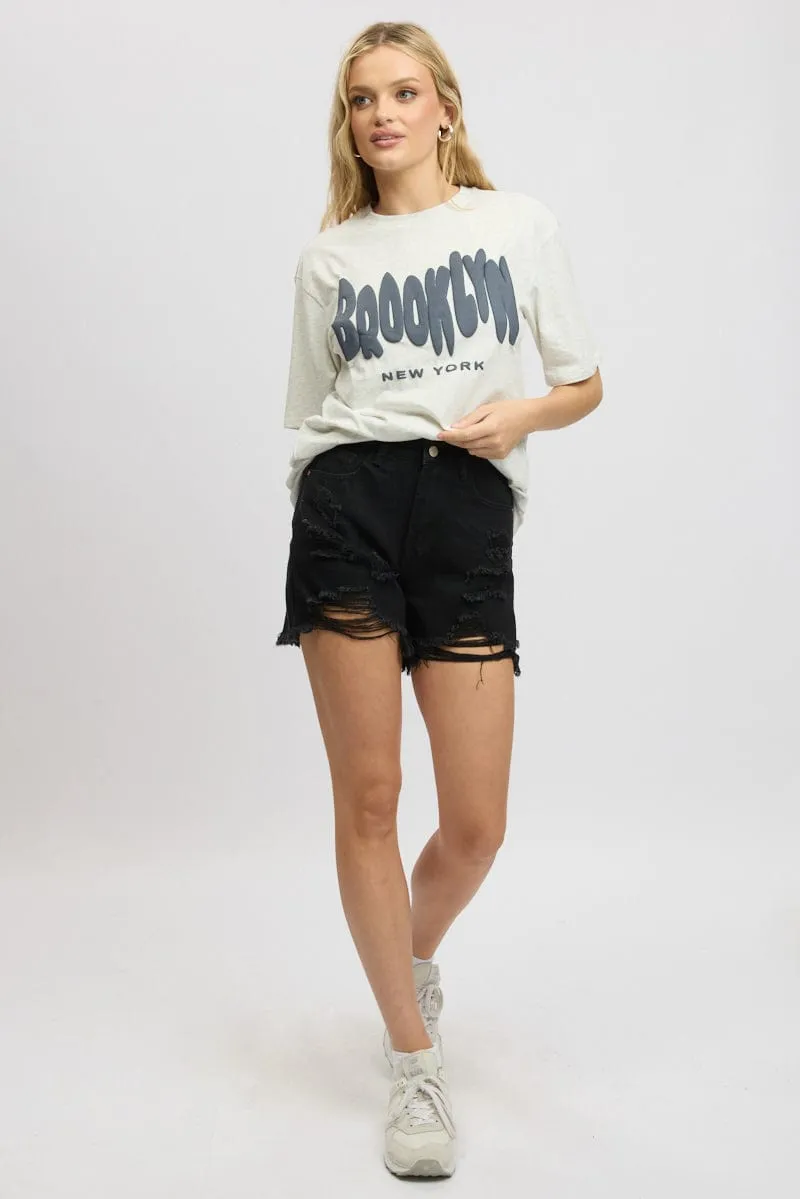 Black Relaxed Shorts High Rise