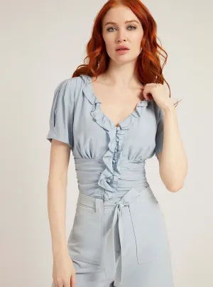 Blue Tiziana Frill Top