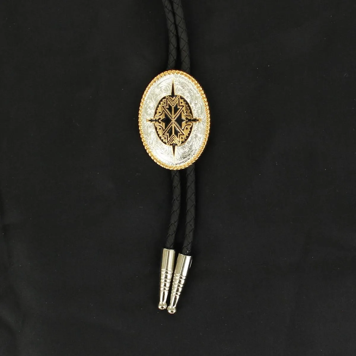 Bolo with silver. gold and black aztec design 2270235