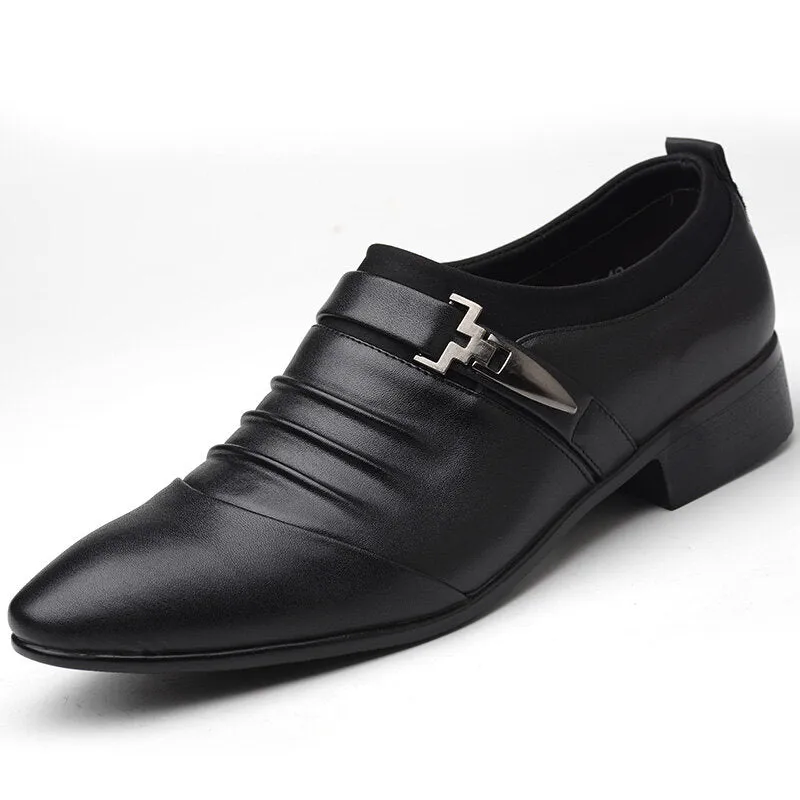 Business Folds Microfiber Leather Non Slip Men Dress Shoes