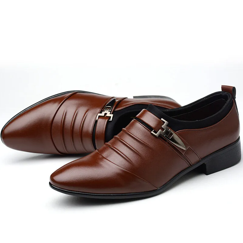 Business Folds Microfiber Leather Non Slip Men Dress Shoes