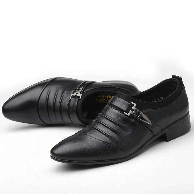 Business Folds Microfiber Leather Non Slip Men Dress Shoes