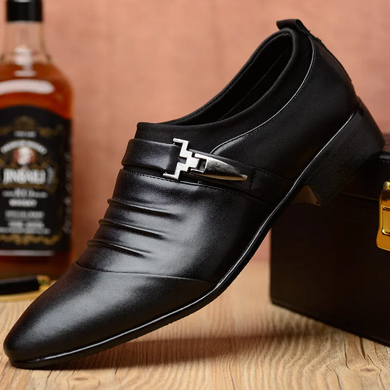 Business Folds Microfiber Leather Non Slip Men Dress Shoes
