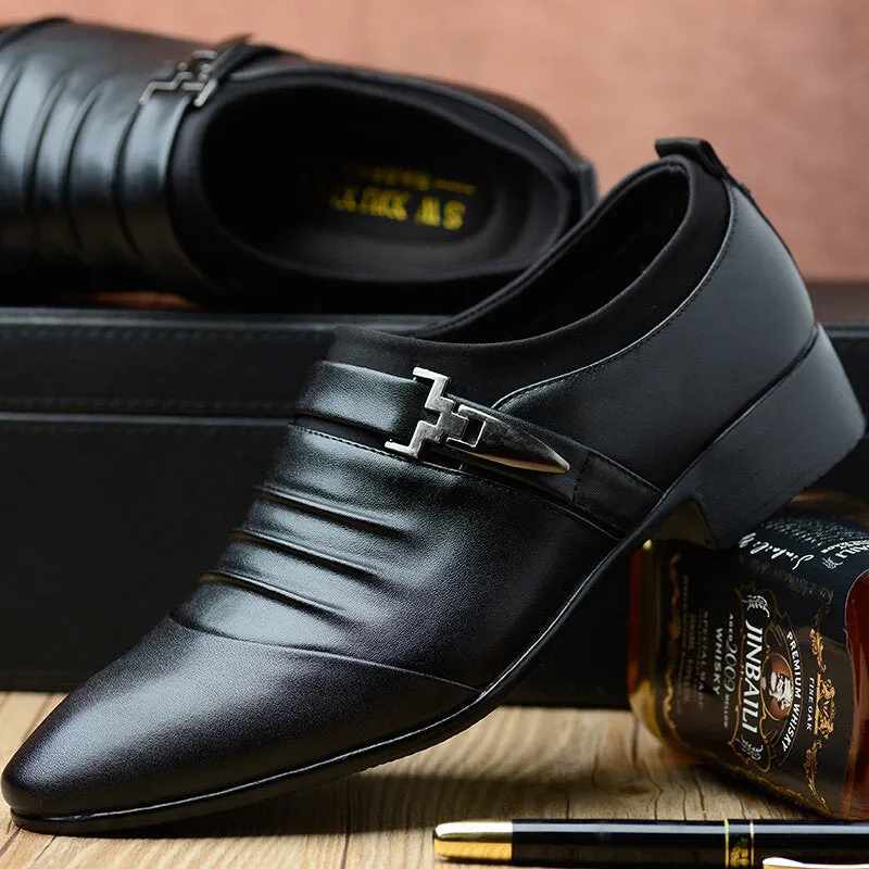 Business Folds Microfiber Leather Non Slip Men Dress Shoes