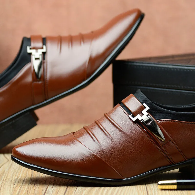 Business Folds Microfiber Leather Non Slip Men Dress Shoes