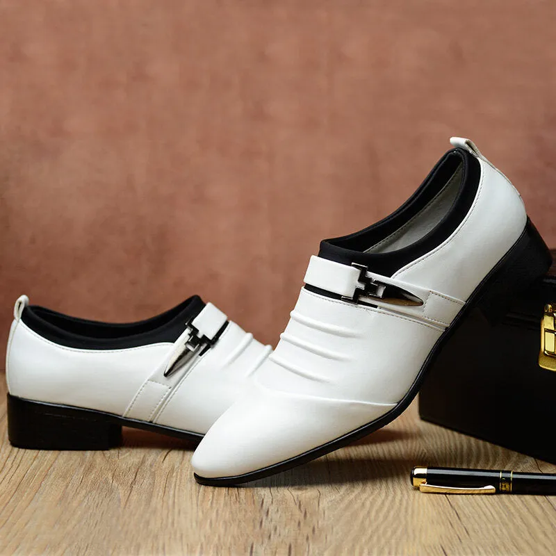 Business Folds Microfiber Leather Non Slip Men Dress Shoes