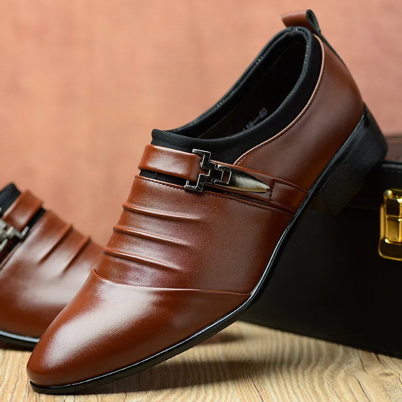 Business Folds Microfiber Leather Non Slip Men Dress Shoes