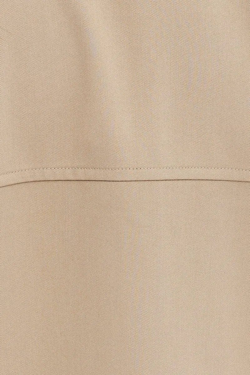 Camel Shirt Long Sleeve Collared Oversized Button Up