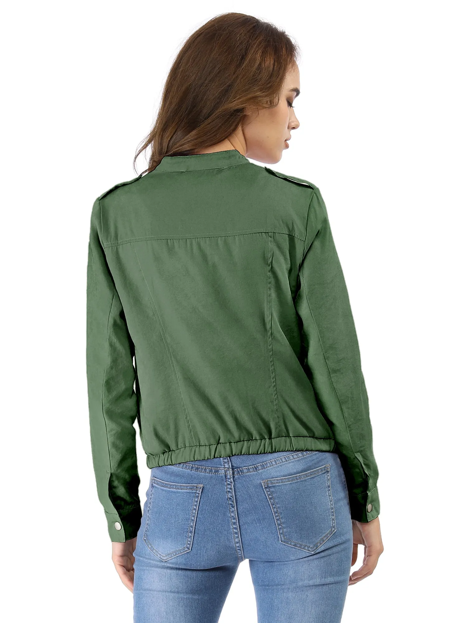 Casual Stand Collar Pocket Short Biker Lightweight Moto Jacket