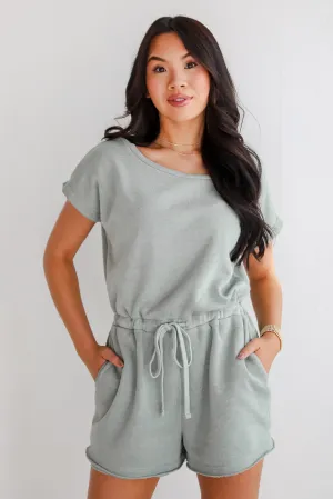 Comfy Days Sage Knit Romper - DU DEAL