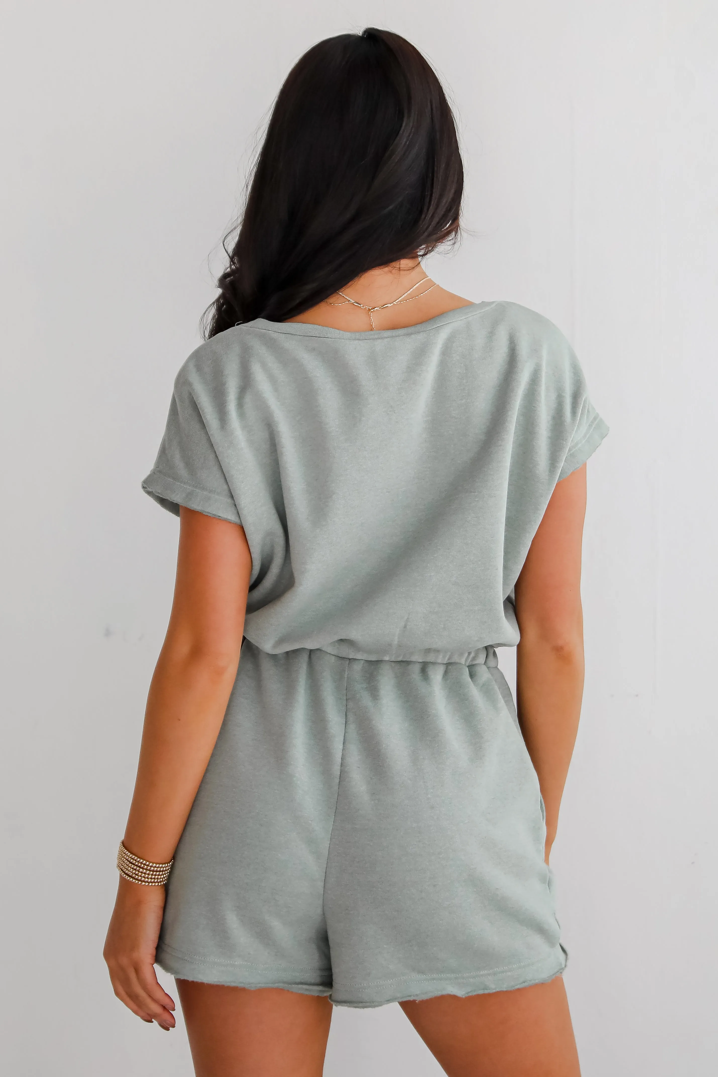 Comfy Days Sage Knit Romper - DU DEAL