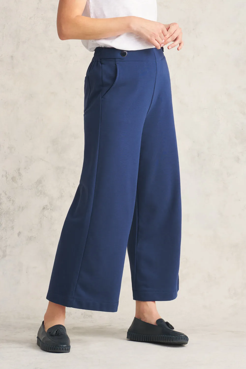 Cotton Culotte Track Pant - Deep Cobalt