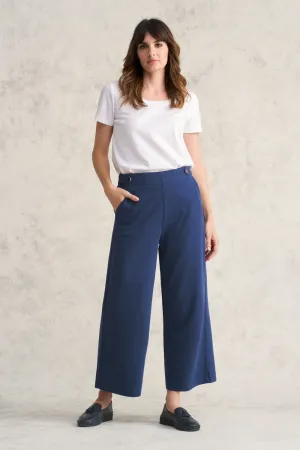 Cotton Culotte Track Pant - Deep Cobalt