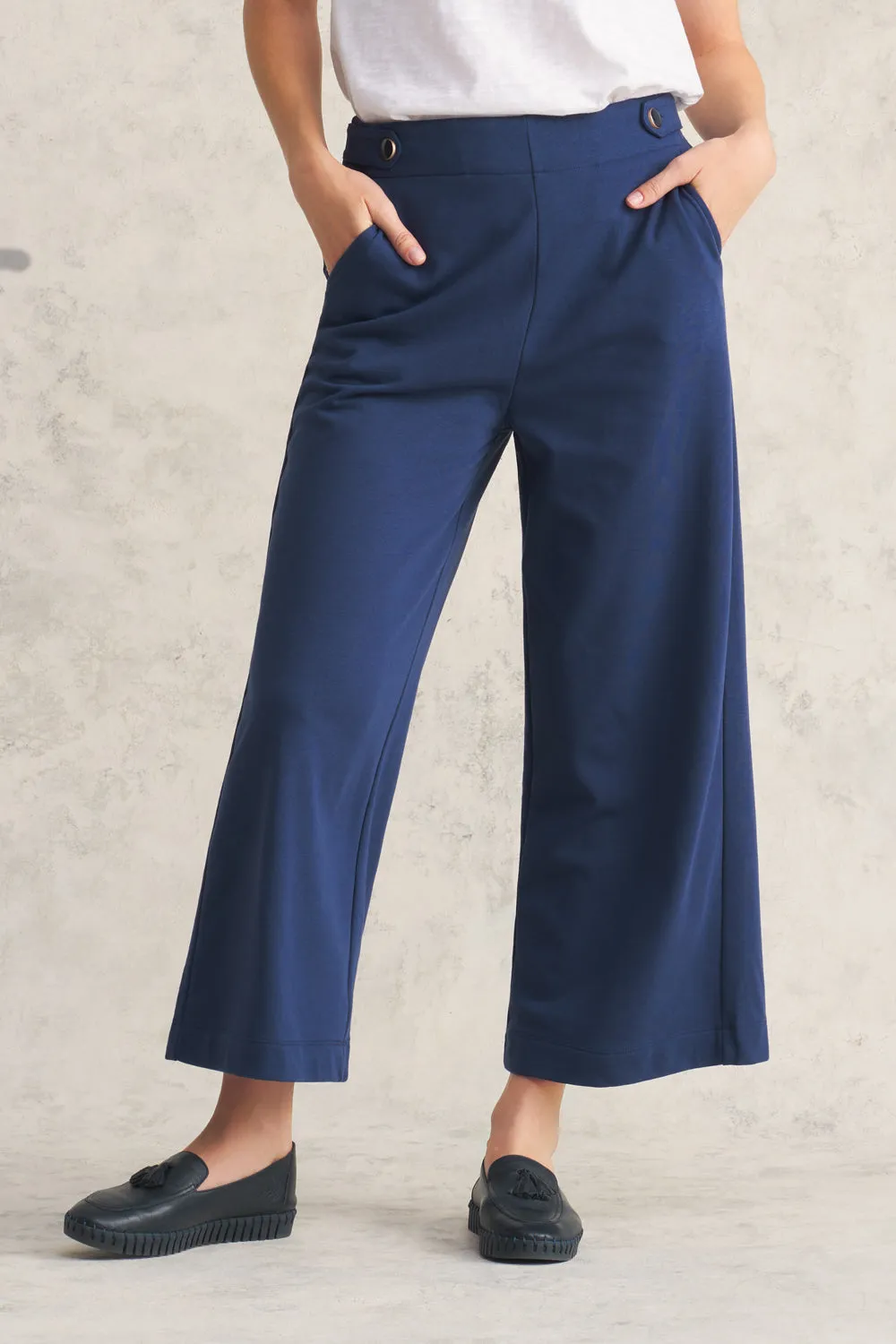 Cotton Culotte Track Pant - Deep Cobalt