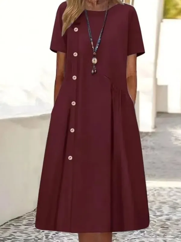 Elegant O-neck Long Dress