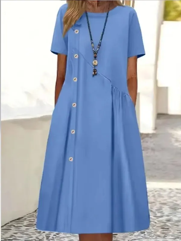 Elegant O-neck Long Dress