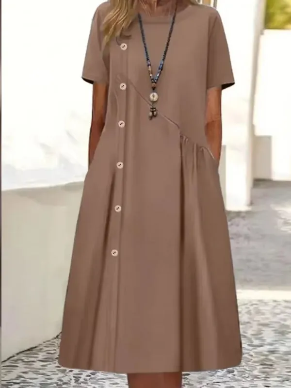 Elegant O-neck Long Dress