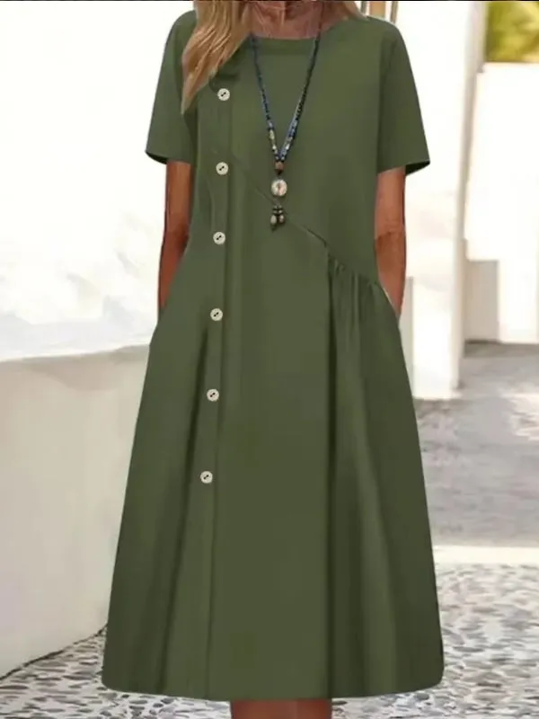 Elegant O-neck Long Dress