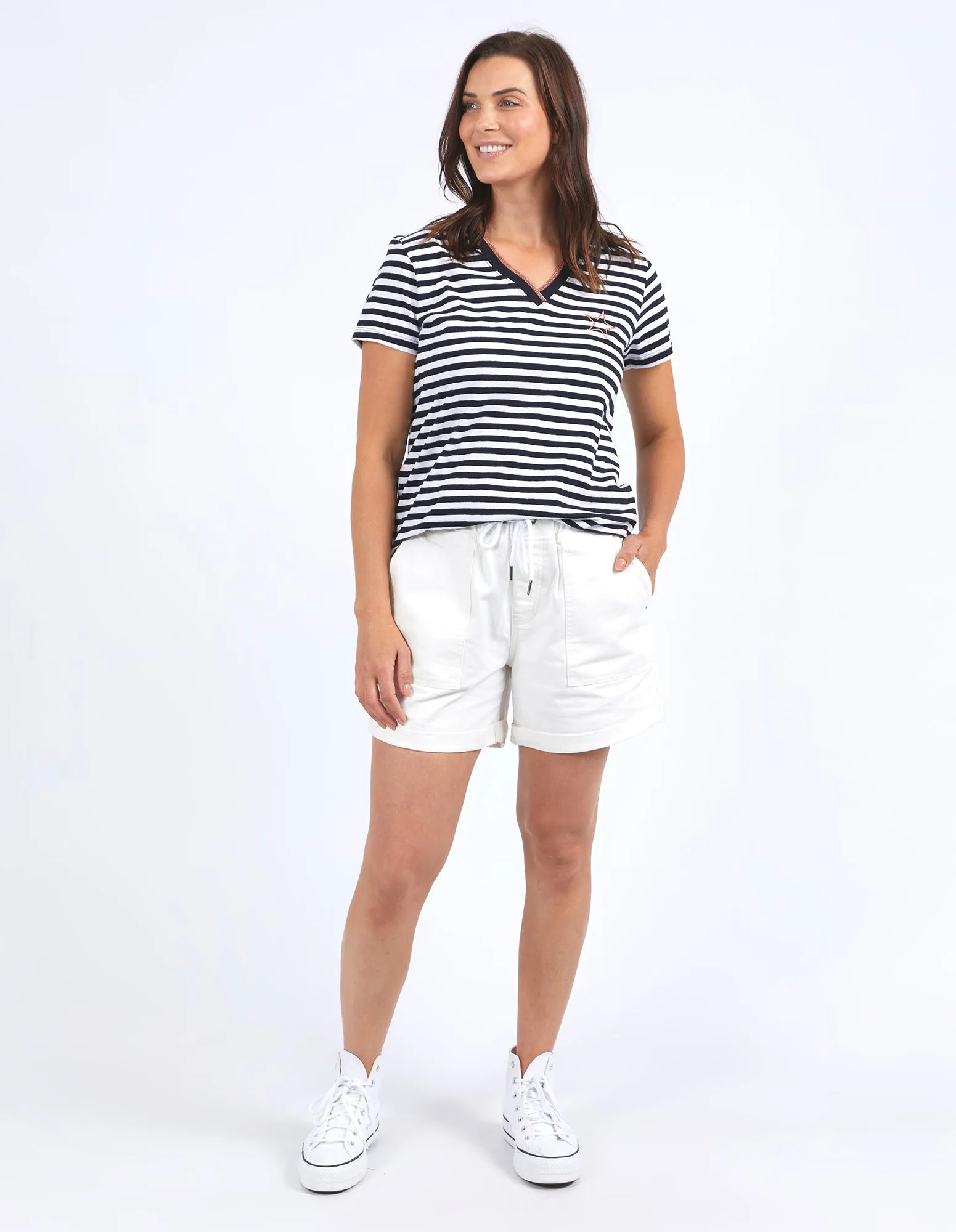 Elm Paris Stripe Tee Navy & White Stripe