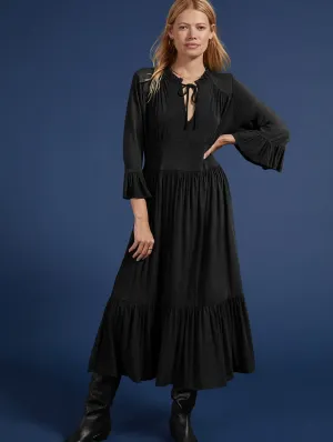 Elsie LENZING™ ECOVERO™ Jersey Tiered Hem Midi Dress | Caviar Black