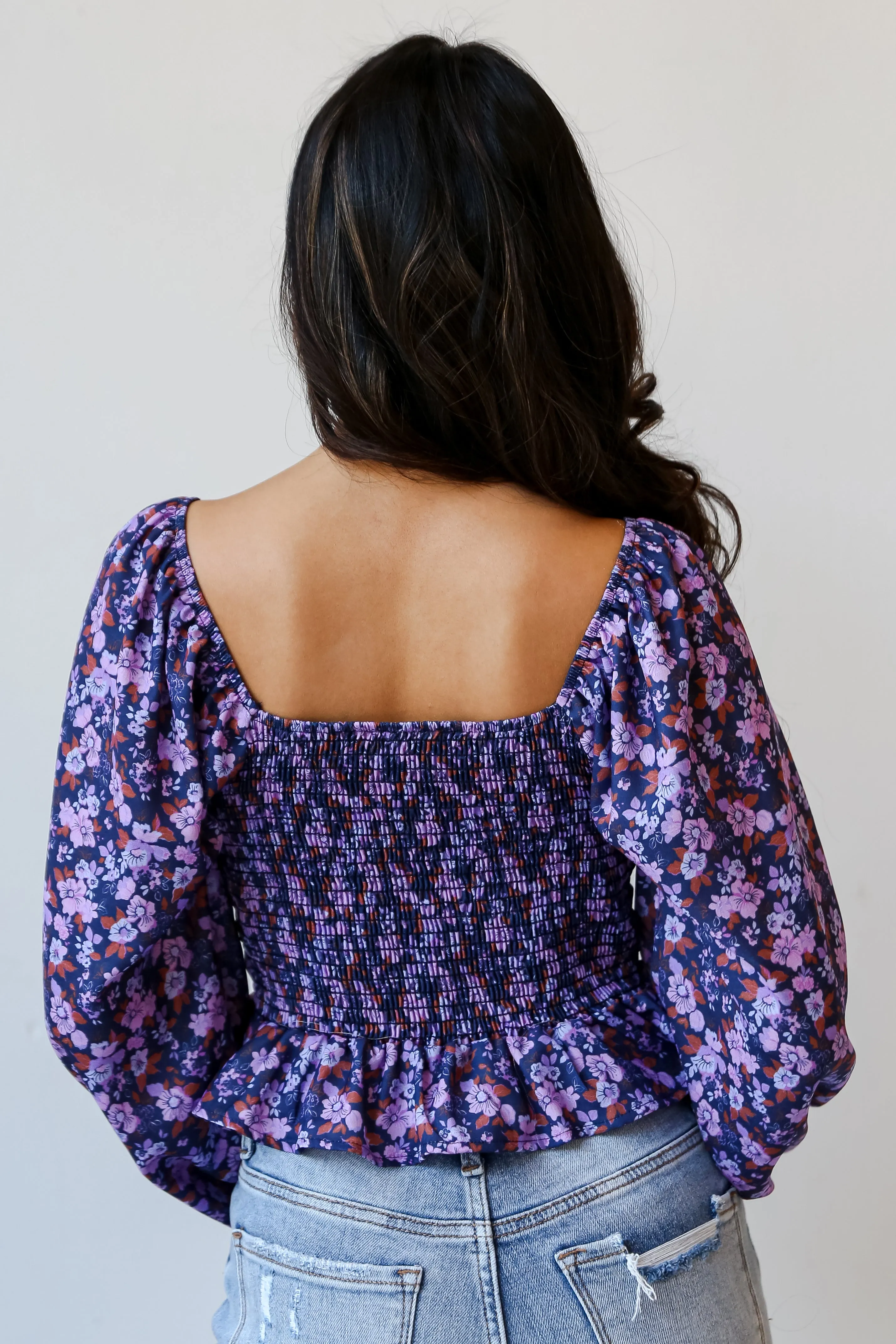 FINAL SALE - Flourishing Babe Purple Floral Cropped Blouse