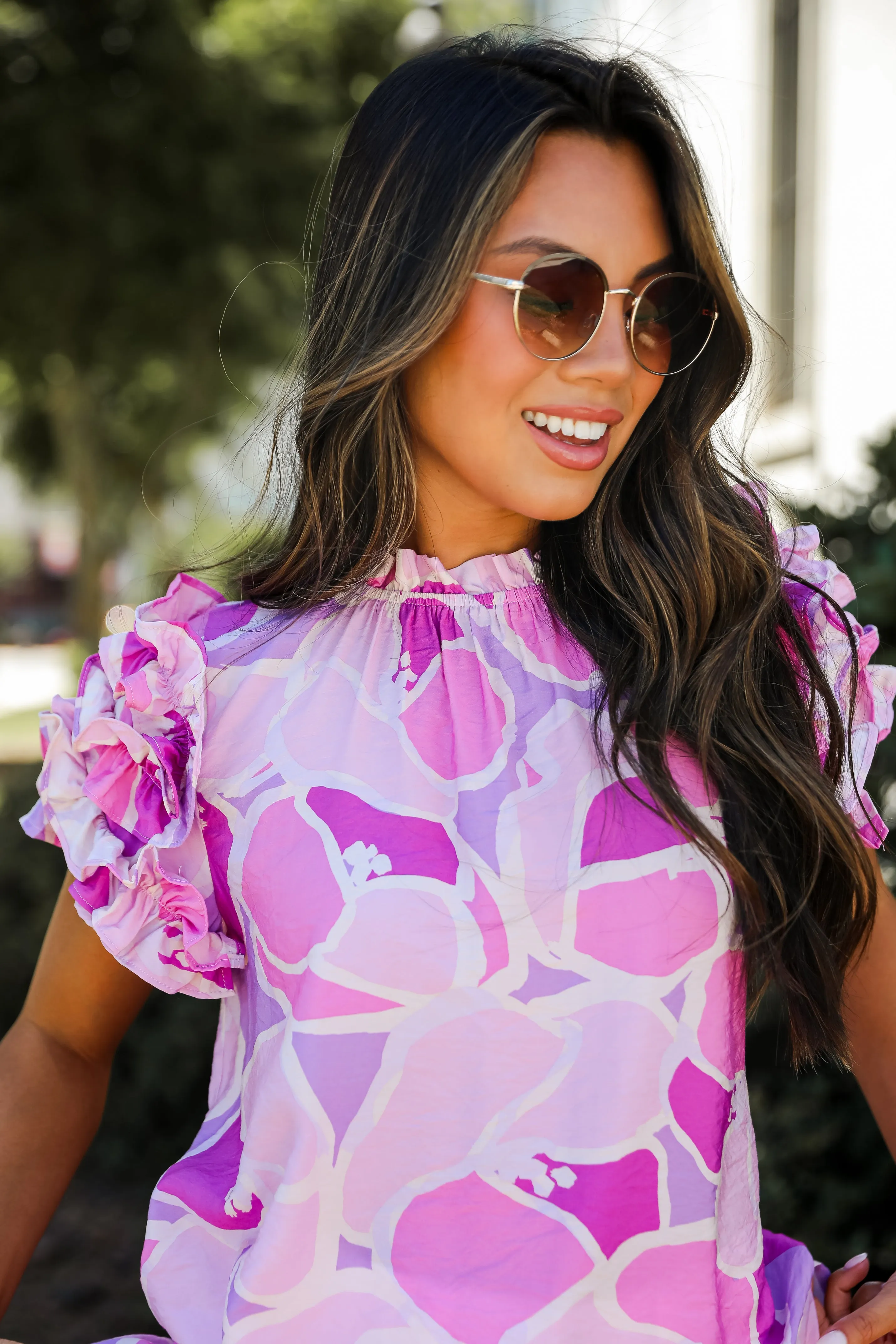 FINAL SALE - Majorly Adored Lavender Ruffle Blouse