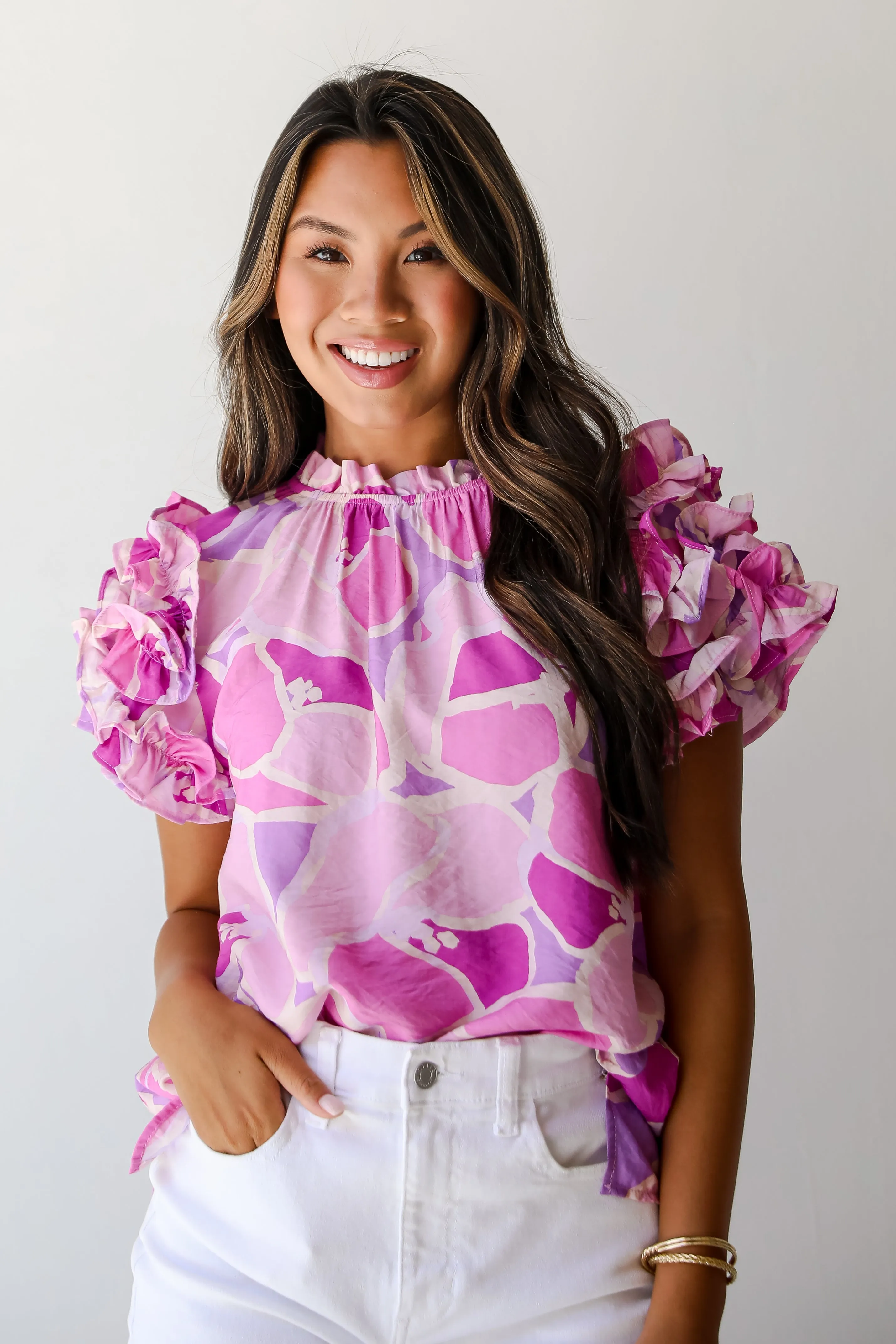 FINAL SALE - Majorly Adored Lavender Ruffle Blouse