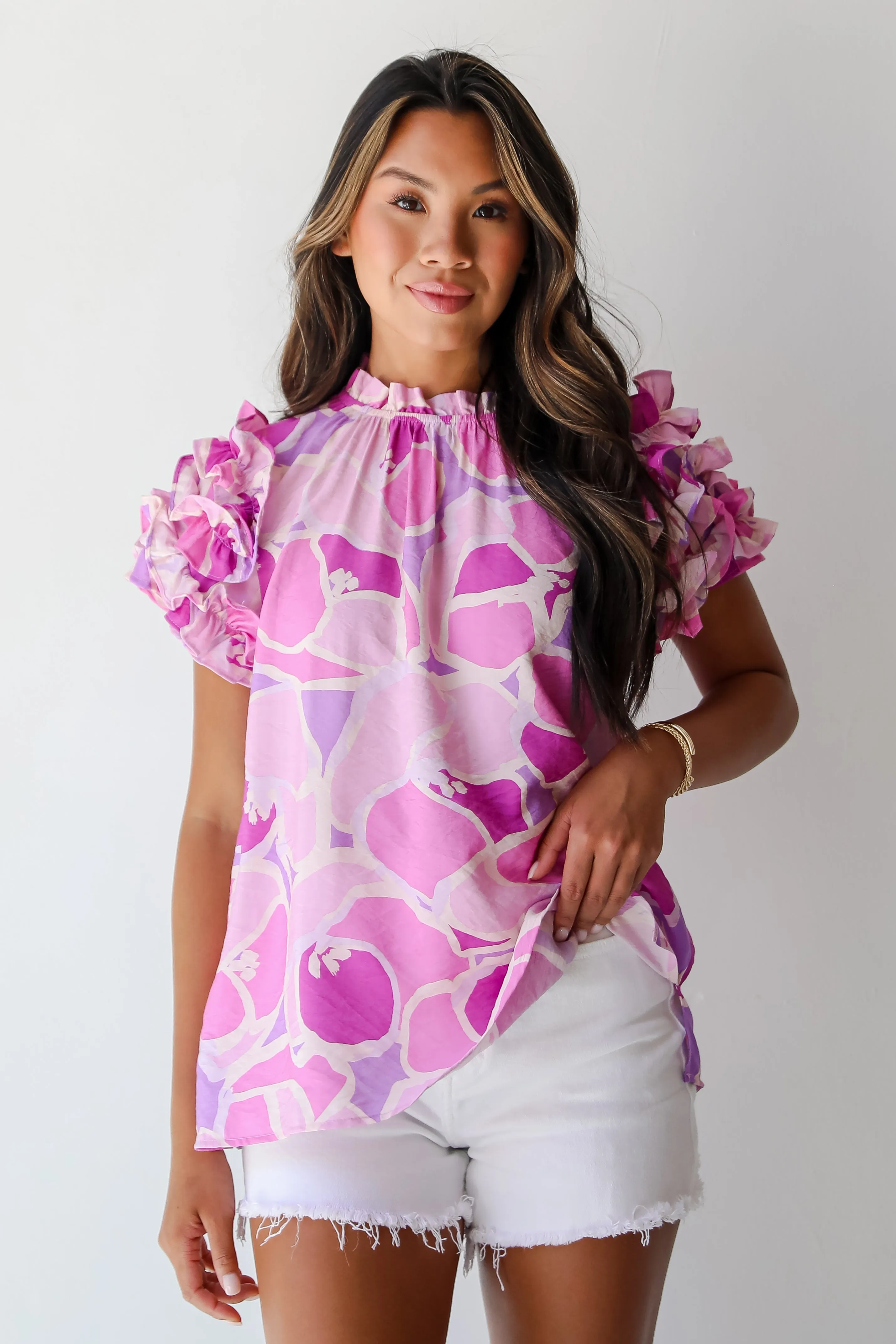 FINAL SALE - Majorly Adored Lavender Ruffle Blouse