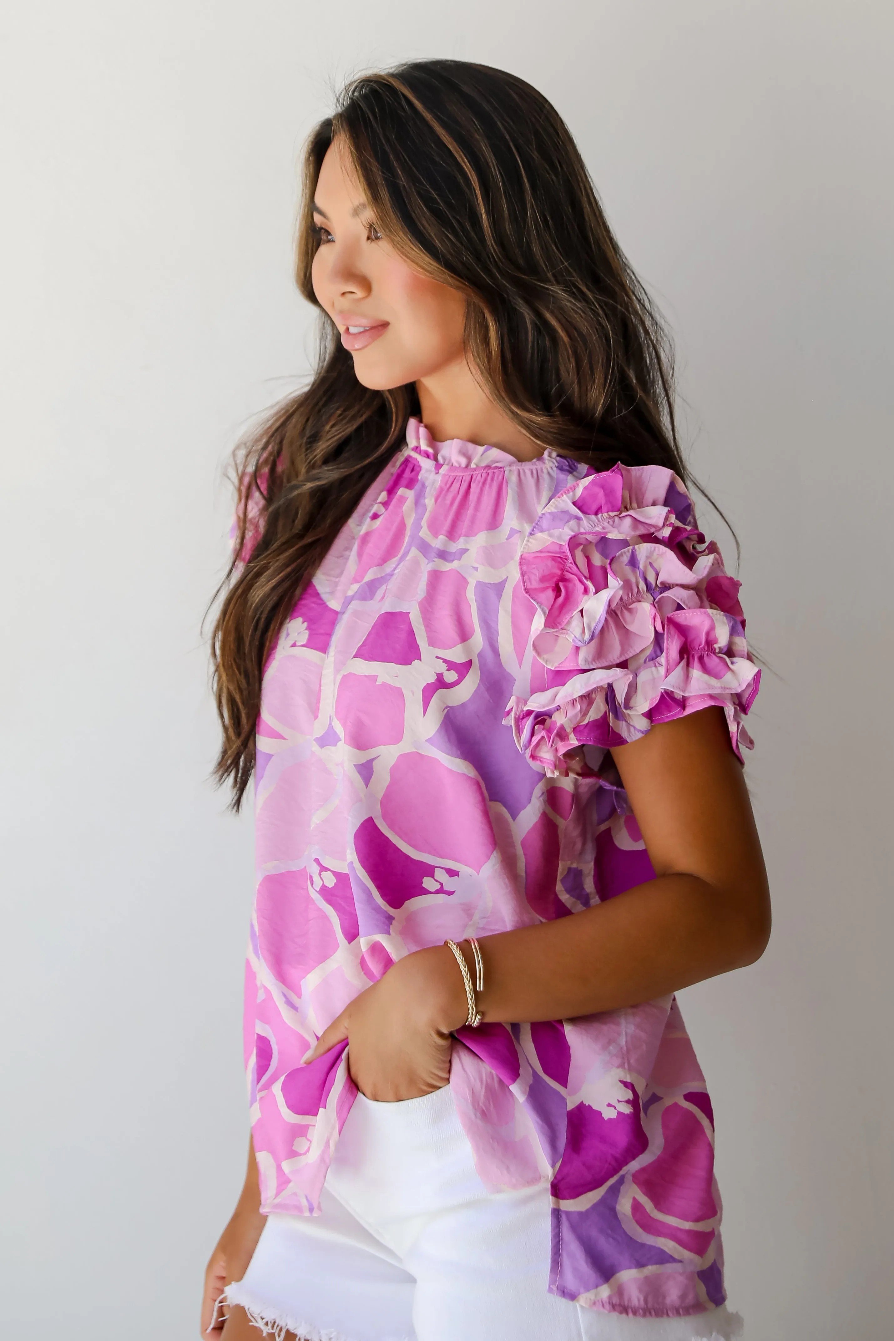FINAL SALE - Majorly Adored Lavender Ruffle Blouse