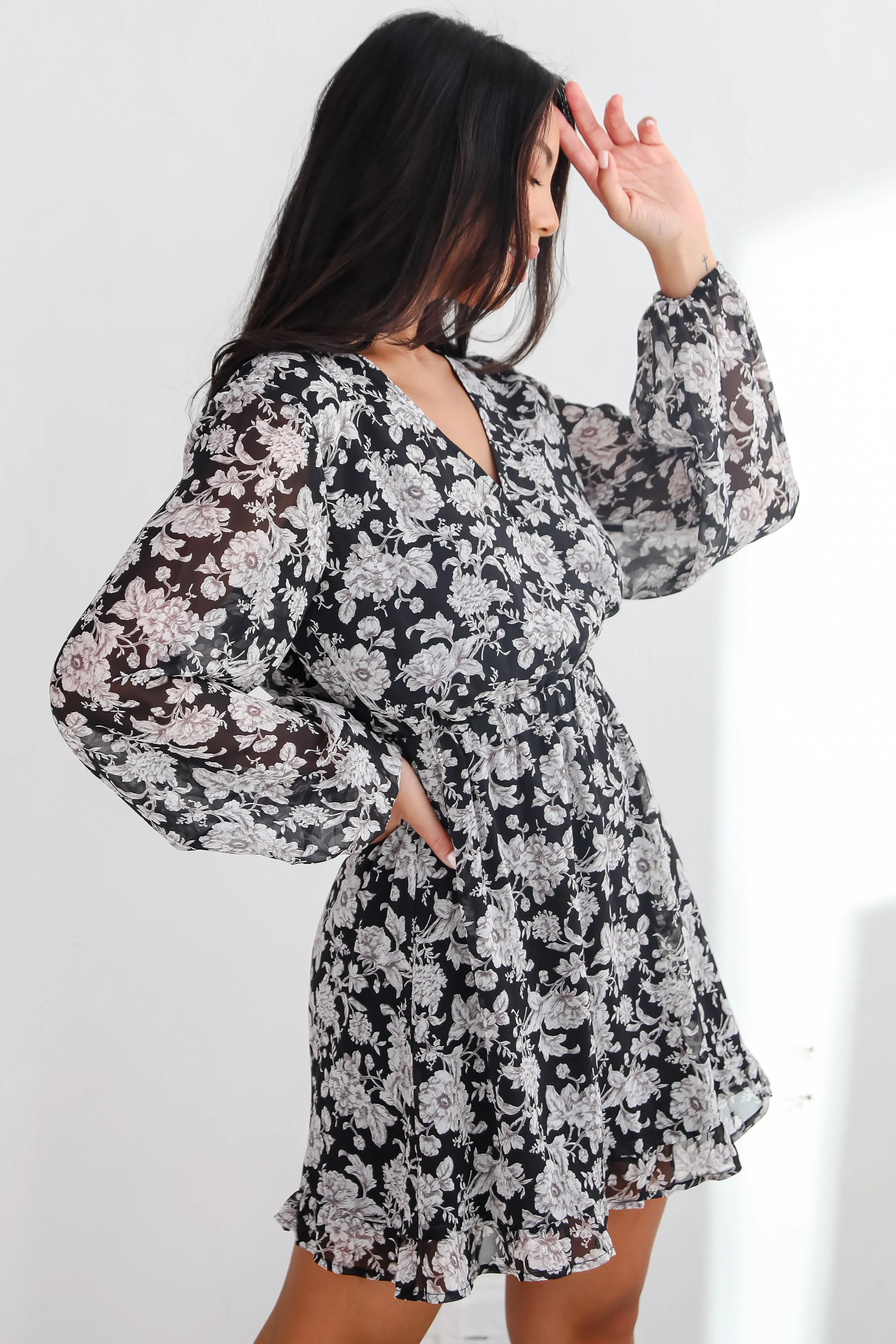 FINAL SALE - Romance In The Making Black Floral Mini Dress