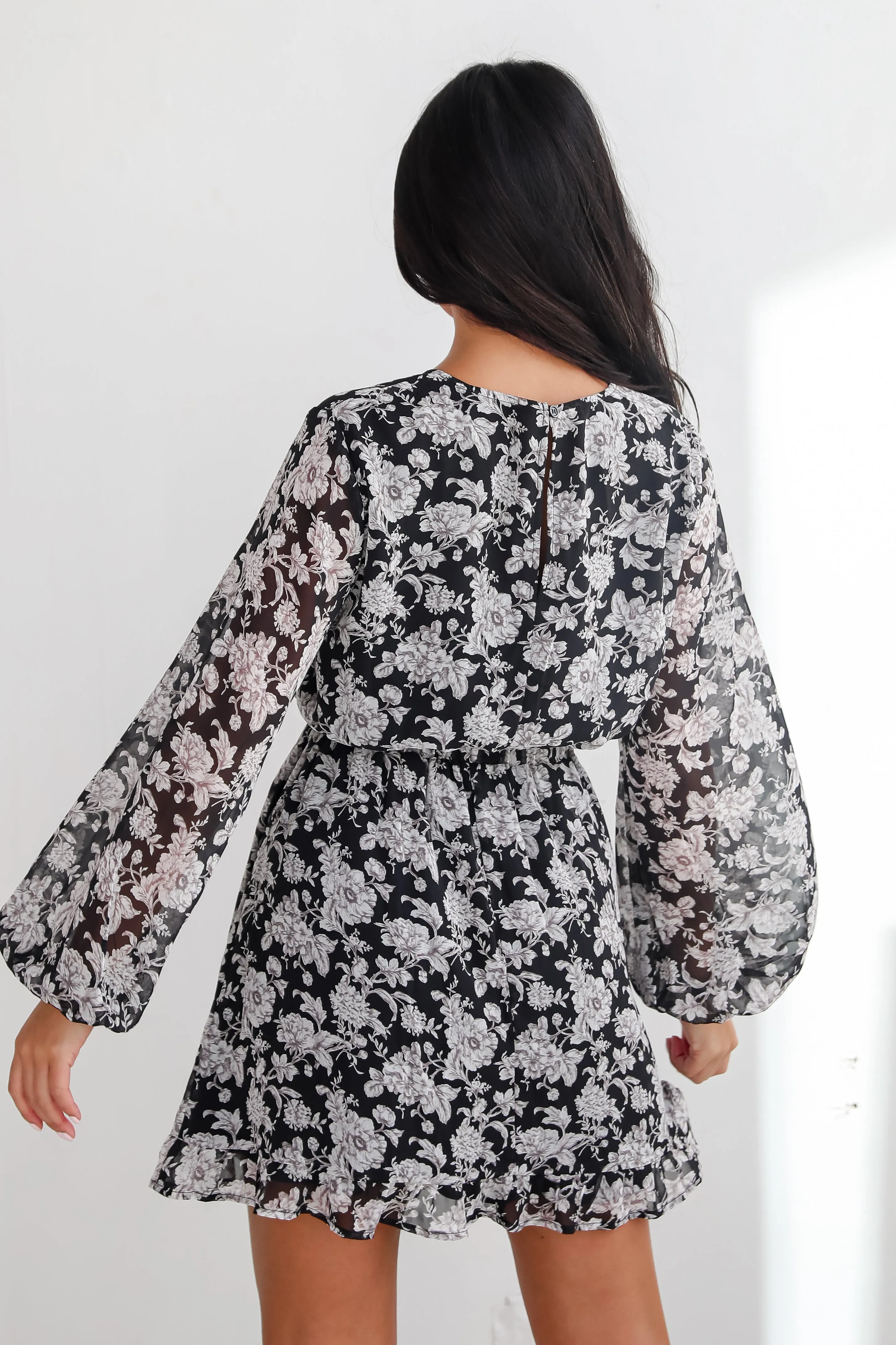 FINAL SALE - Romance In The Making Black Floral Mini Dress