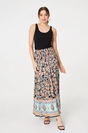Floral Print High Waist Maxi Skirt