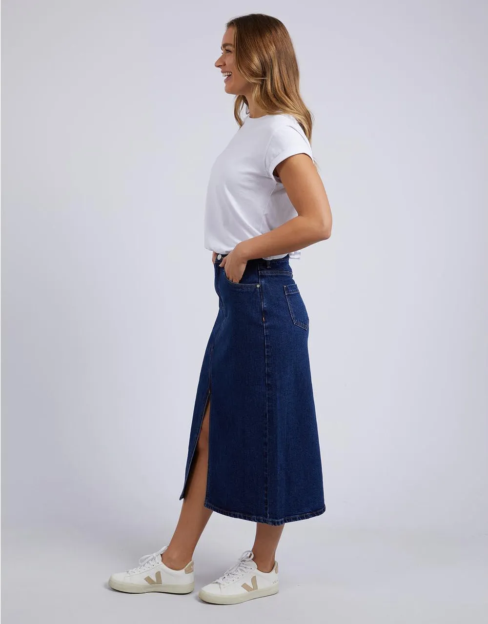 Foxwood Scout Midi Skirt Indigo Denim
