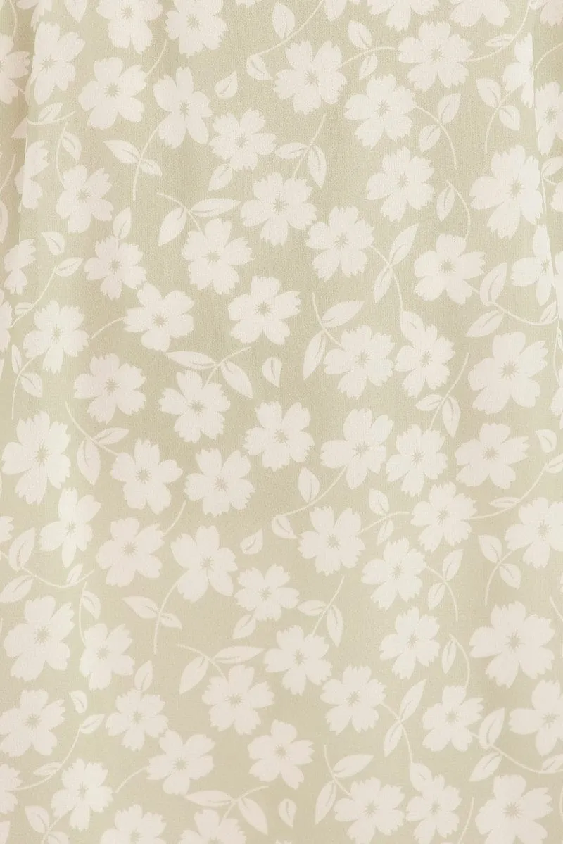 Green Floral Cutout Skater Dress