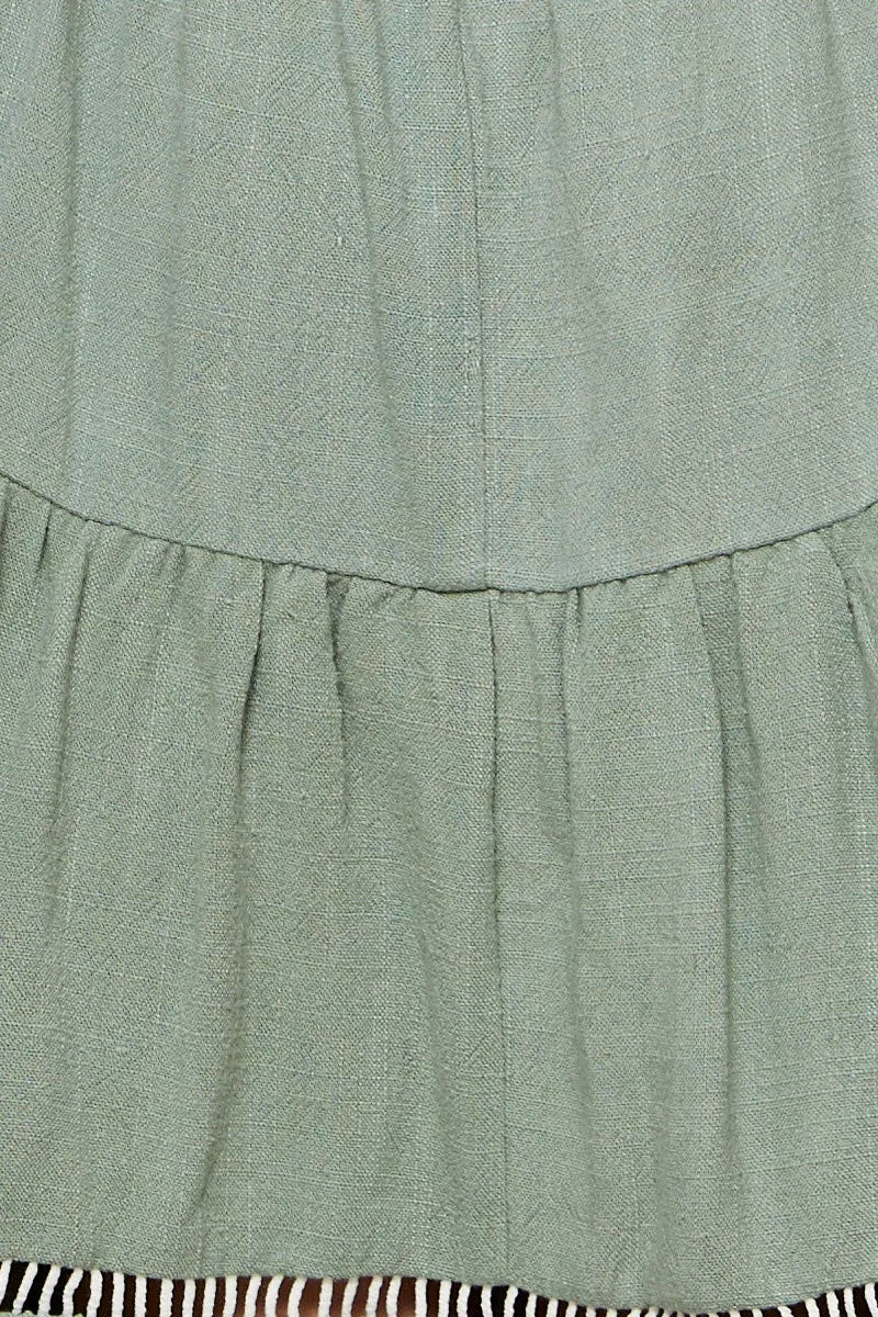 Green Kids Linen Blend Swing Dress