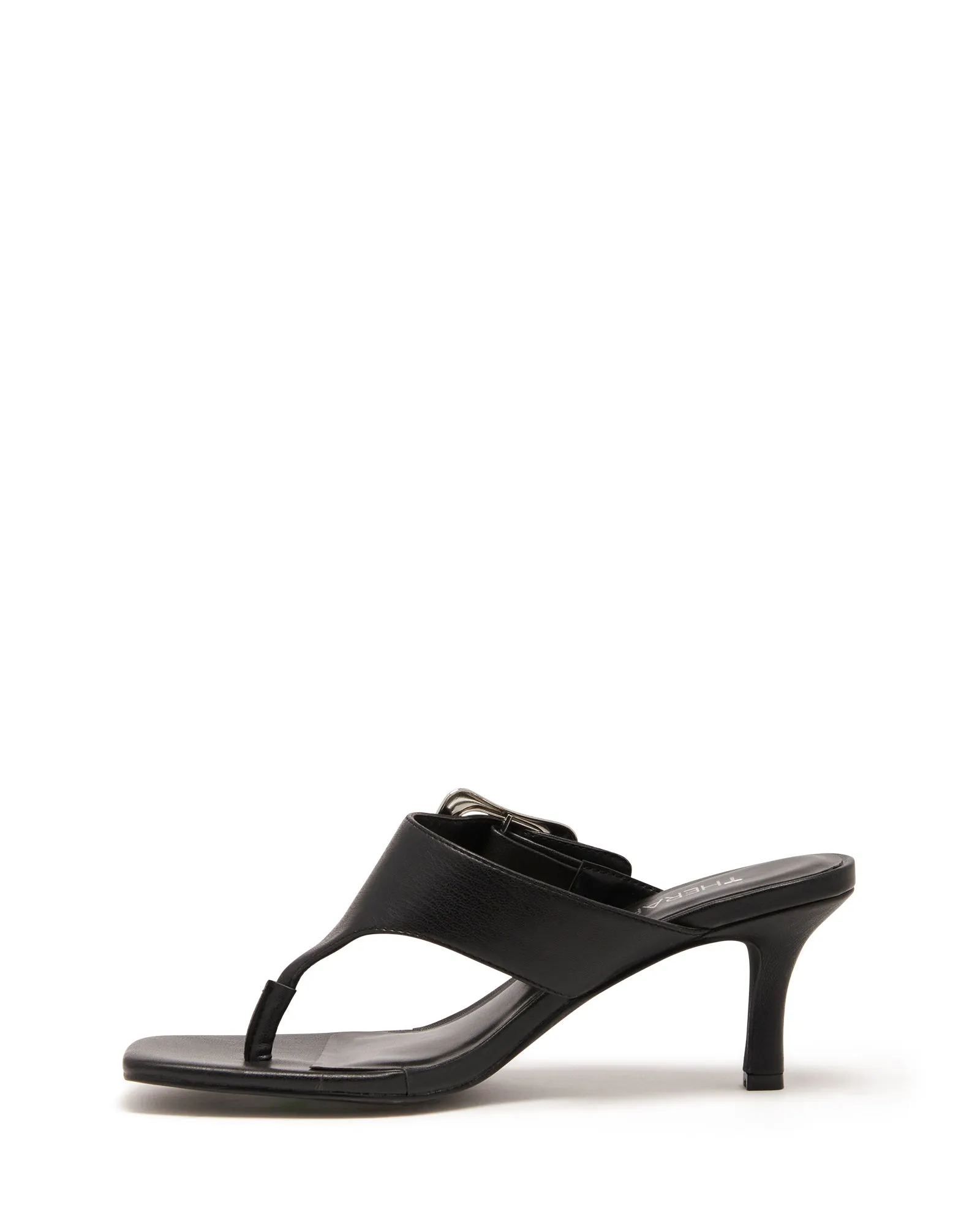 Jade Thong Heel Black Smooth