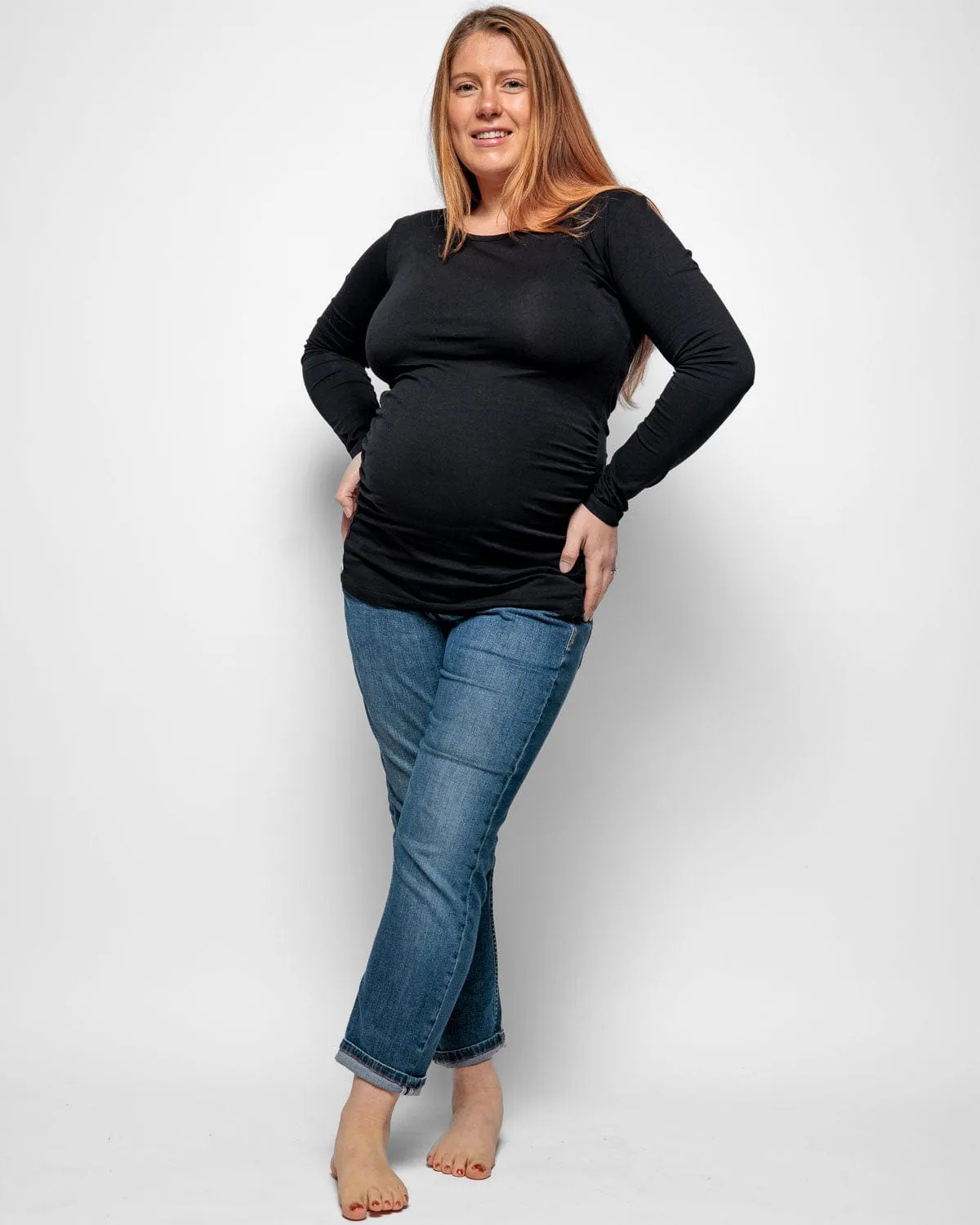 Maternity Cotton Long Sleeve Top | Black