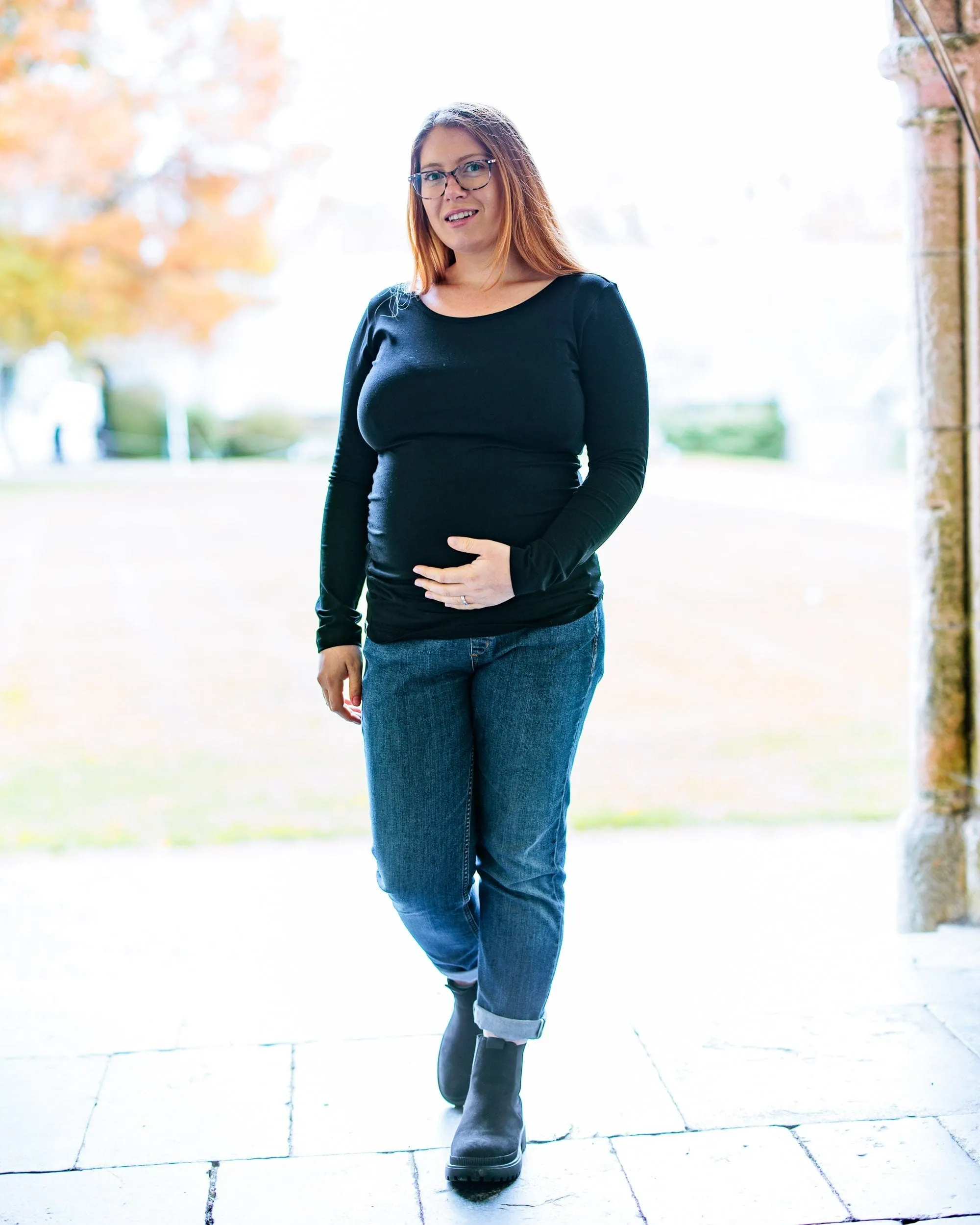 Maternity Cotton Long Sleeve Top | Black