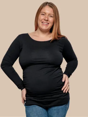 Maternity Cotton Long Sleeve Top | Black