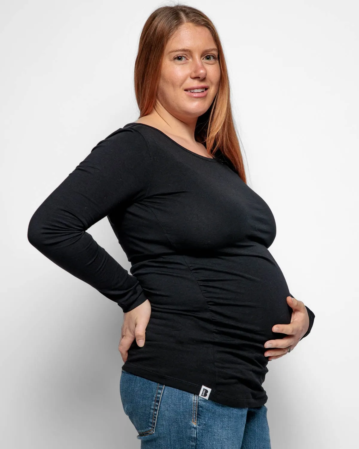 Maternity Cotton Long Sleeve Top | Black