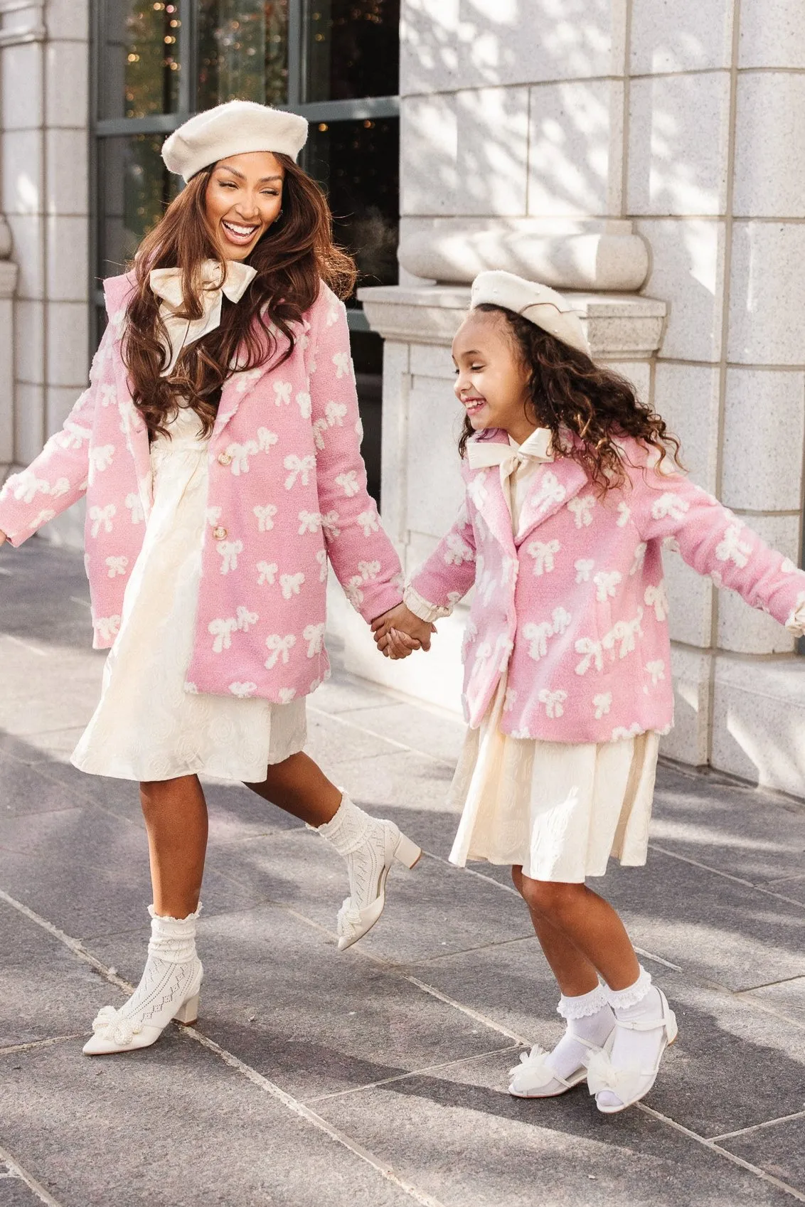Mini Teddy Coat in Pink Bow Print - FINAL SALE