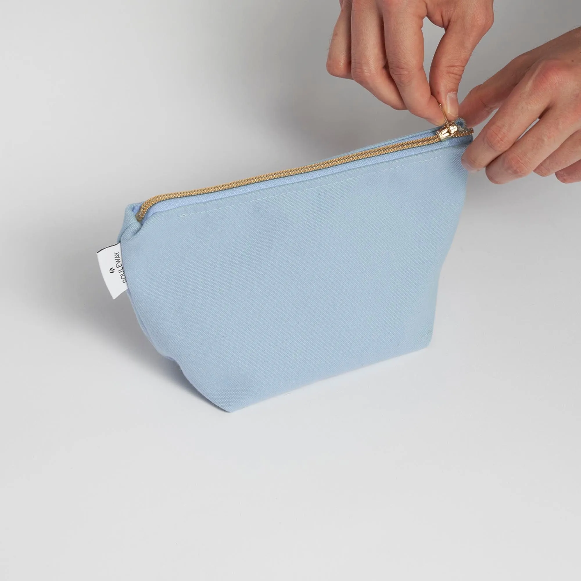 Natural Cotton Canvas Cosmetic Bag | Dusty Blue