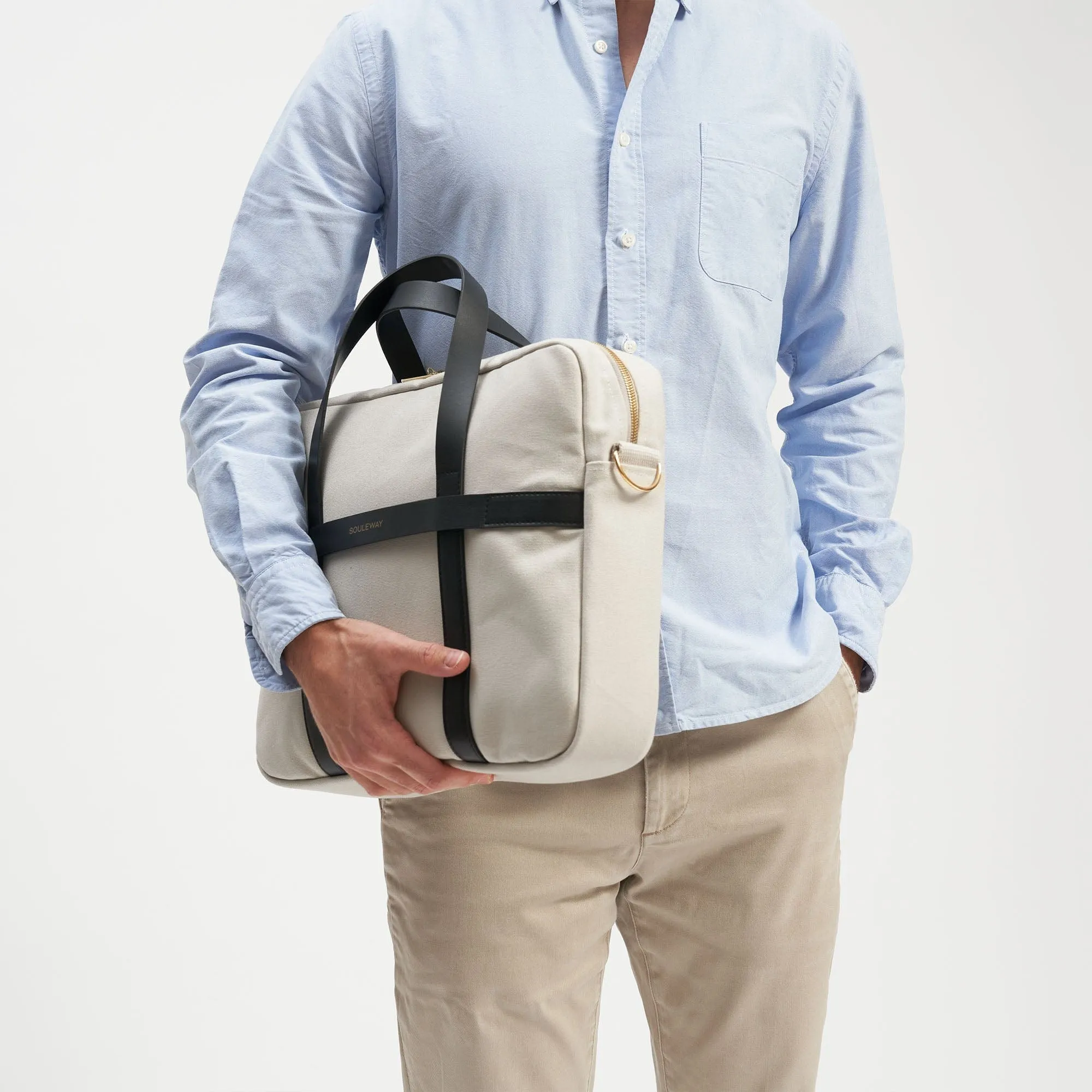 Natural Cotton Canvas Laptop Bag | Desert Sand