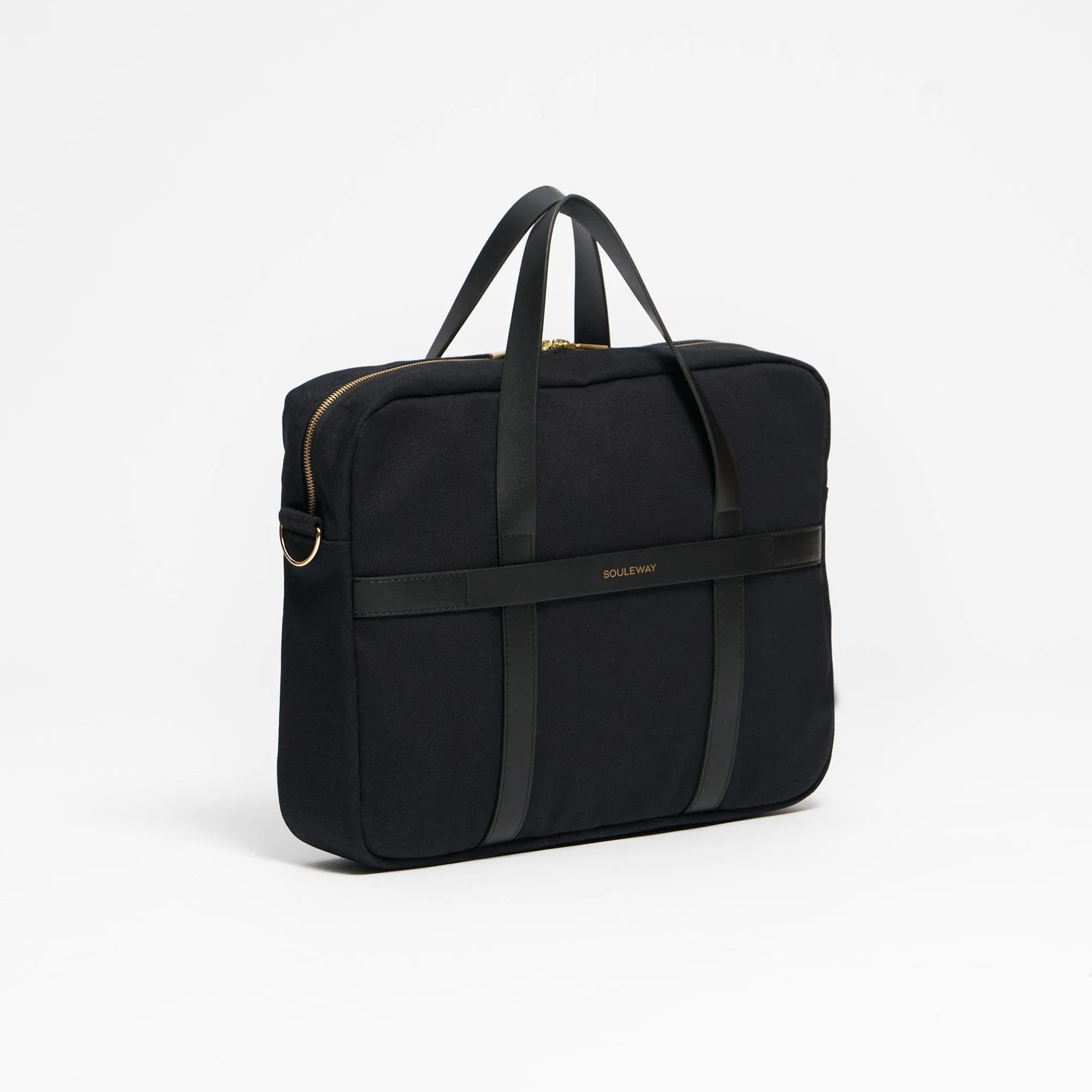 Natural Cotton Canvas Laptop Bag | Night Black