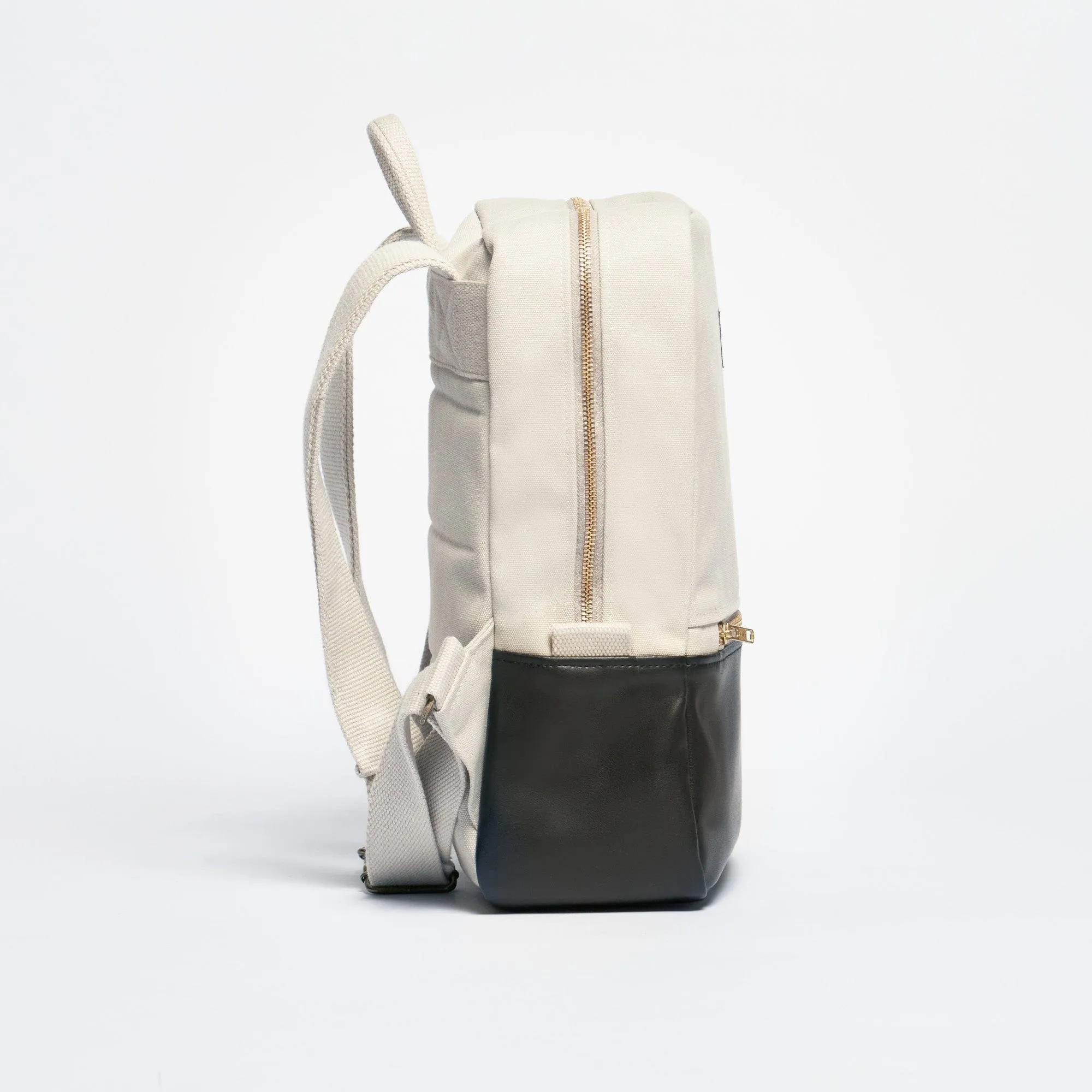 Natural Cotton Canvas Two-Tone Daypack | Sand & Black